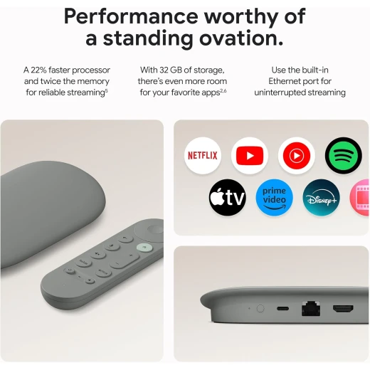جهاز بث تلفزيوني 4K - بث ترفيهي سريع على التلفزيون الخاص بك مع جهاز تحكم عن بعد للبحث الصوتي - شاهد الأفلام والعروض والبث التلفزيوني المباشر وNetflix بدقة 4K HDR - التحكم الذكي في المنزل - سعة تخزين 32 جيجابايت - Hazel من جوجل - جوجل - Image 3
