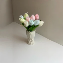 Niveole Scented Tulip Candle Vase – 12 Handmade Tulip Flower Candles with Real Flower Bouquet in a Vibrant Decorative Vase, Luxury Home Décor and Perfect Gift for Special Occasions