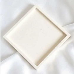 Naiviol Soft Edge Square Decorative Gypsum Coaster – 100% Handmade, Cup and Candle Base for Modern Coffee Table Décor, Elegant Home Gift for Home Styling Lovers