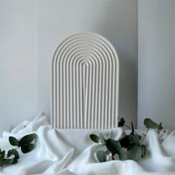 Niveole Large Ribbed Arch Decorative Gypsum Tray – 100% Handmade, Modern Candle, Perfume & Jewelry Vanity Tray for Coffee Table and Home Gift