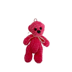 Velvet thread toy, teddy bear, pink color, length 16 cm, width 9 