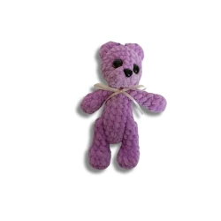 Velvet thread toy, teddy bear, pink color, length 16 cm, width 9