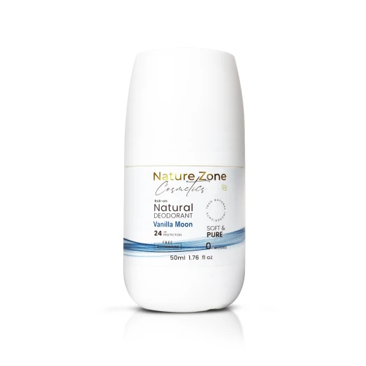 Nature Zone Vanilla Moon Smell Natural Deodorant Roll-On With Vitamins E,C | Natural Ingredients, Free Aluminum, Alcohol, Plastic, Cruelty, Vegan, Paraben | Long-lasting Odor Protection For Women & Men & Kids
