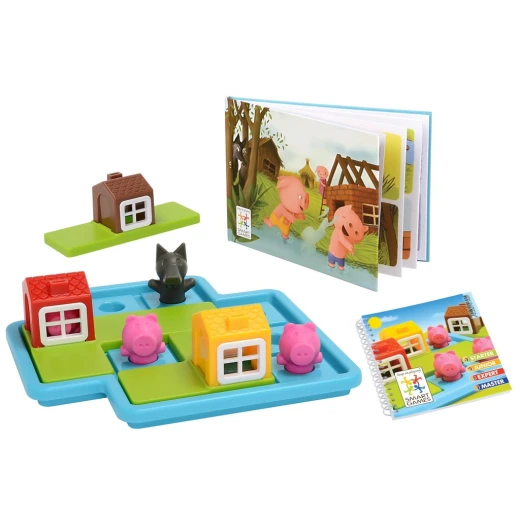 SmartGames Three Little Piggies Deluxe, Educational Child Games for Kids 3-6 Years Old 3D Ingenious Games with 48 Challenges for Preschool Ages