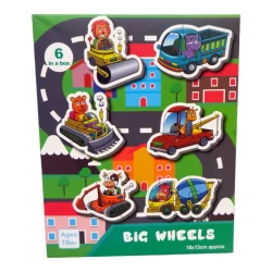 Puzzle Big Wheels: Two or Three Pieces Puzzle, 6 Patterns, 14 pcs
