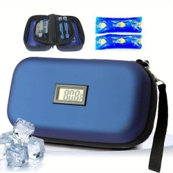 Al Fahed Portable Insulin Cooling Bag (Black or Navy Blue) Insulated, Travel-Friendly Diabetes Organizer with Ice Packs Enough to hold 10 insulin pens