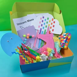wenzo craft box unicorn design for girls rainbow color size 35*25*8