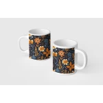 benosh crafts, floral mug,boho dark colures,12oz,1peice - Benosh