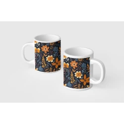 benosh crafts, floral mug,boho dark colures,12oz,1peice