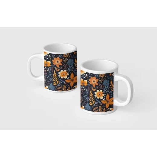 benosh crafts, floral mug,boho dark colures,12oz,1peice - Benosh - Image 3