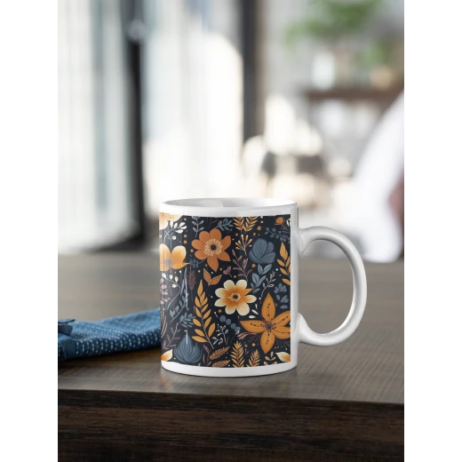benosh crafts, floral mug,boho dark colures,12oz,1peice - Benosh - Image 5