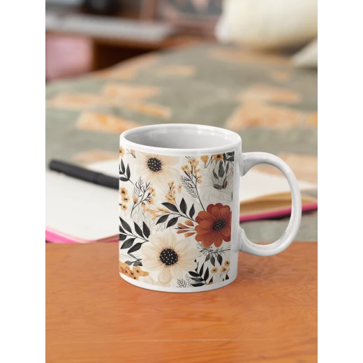 benosh crafts,floral mug,boho style,12oz,1 piece - Benosh - Image 6