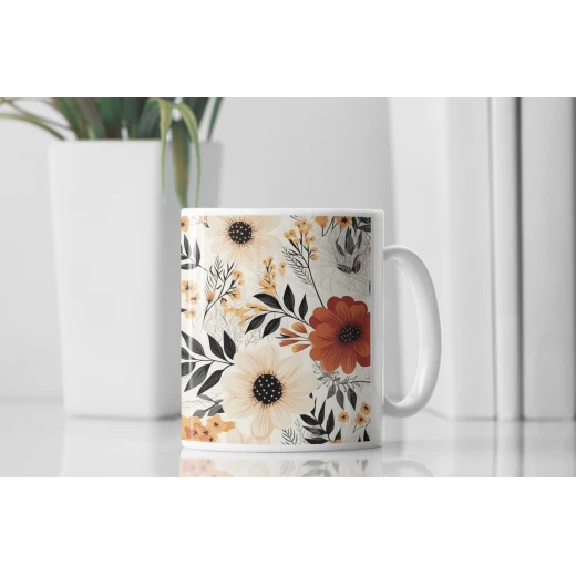 benosh crafts,floral mug,boho style,12oz,1 piece - Benosh - Image 4
