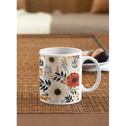 benosh crafts,floral mug,boho style,12oz,1 piece - Benosh - Image 3
