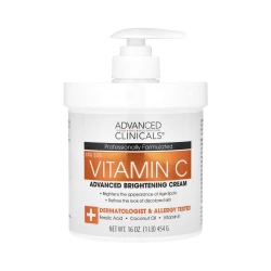 Advanced Clinicals Advanced Lightening Cream – 454g – Brightening Body Cream for Dark Spots, Uneven Tone & Hyperpigmentation – Salon-Size
