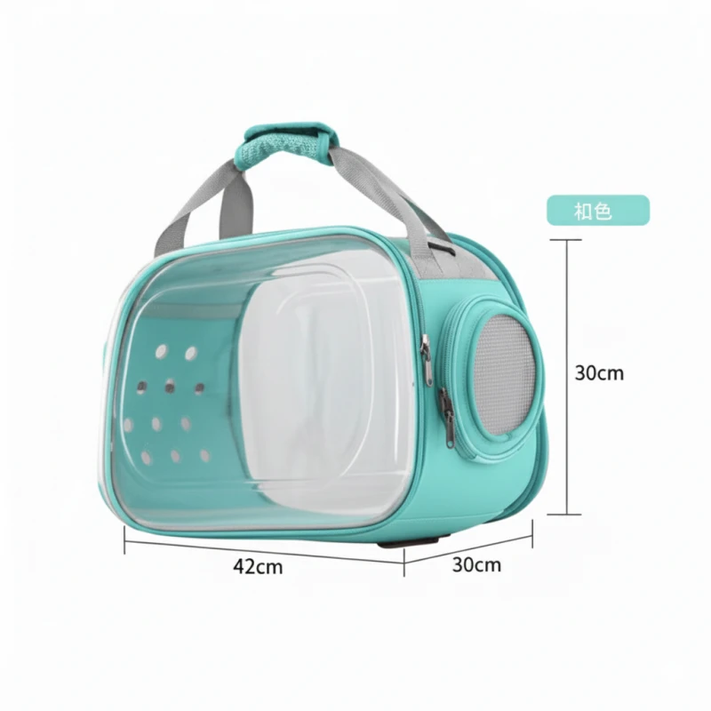 Large Portable Transparent Pet Carrier Bag (42×30×30 cm) – Foldable Breathable Travel Crate for Cats & Small Dogs – Space Capsule Style - Wimow
