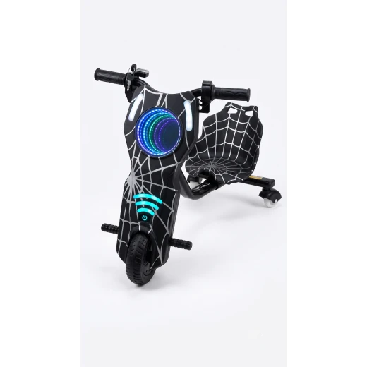 سكوتر ودريفت كهربائي للأطفال 360 درجة من ماي دولي MY DOLLY - بتصميم العنكبوت الأسود مع إضاءة LED ومفتاح تشغيل بطارية 12V سكوتر ودريفت كهربائي للأطفال 360 درجة من ماي دولي MY DOLLY - بتصميم العنكبوت الأسود مع إضاءة LED ومفتاح تشغيل بطارية 12V