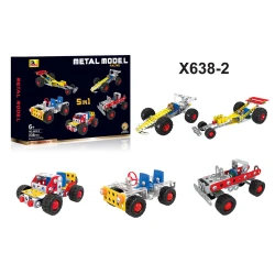 5-in-1 Metal Model Racing Car Set (X638-2) - 236 PCS Metal Assembled Toy to Build 5 Different Racing Vehicles