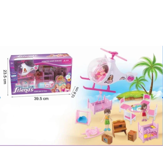 منتج أطفال مميز - Friends Helicopter Toy with Doll Furniture Set: Air and Ground Adventures منتج أطفال مميز - Friends Helicopter Toy with Doll Furniture Set: Air and Ground Adventures