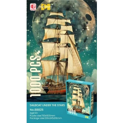 بازل سفينة شراعية تحت النجوم (Sailboat Under The Stars) - 1000 قطعة - مقاس 700x500 مم - هواية للكبار والمراهقين 14+
