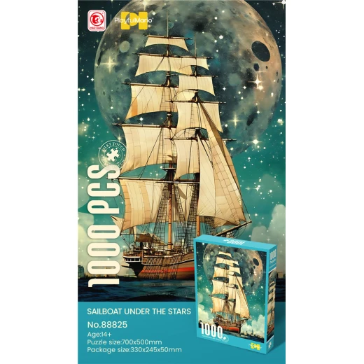 بازل سفينة شراعية تحت النجوم (Sailboat Under The Stars) - 1000 قطعة - مقاس 700x500 مم - هواية للكبار والمراهقين 14+ - ماي دولي - Image 2