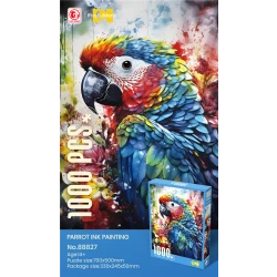 PlayfulMario Parrot Ink Painting Jigsaw Puzzle (NO. 88827) - 1000 Pieces, 70x50Centimeter - Vibrant Art for Adults & Teens 14+