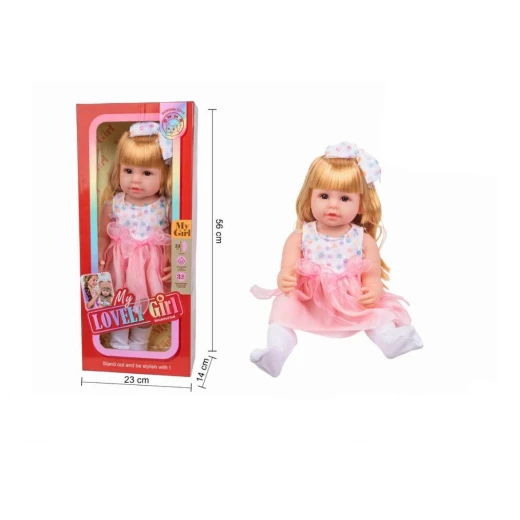 منتج أطفال مميز - Realistic Baby Doll with Blonde Hair & Pink Dress - 56cm Simulated Toy منتج أطفال مميز - Realistic Baby Doll with Blonde Hair & Pink Dress - 56cm Simulated Toy