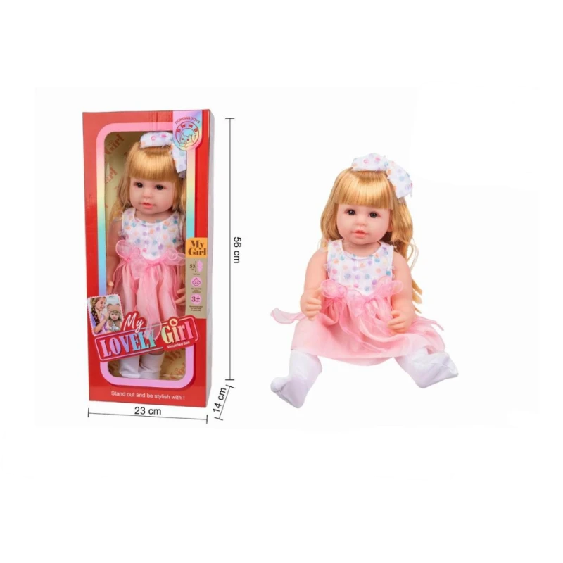 منتج أطفال مميز - Realistic Baby Doll with Blonde Hair & Pink Dress - 56cm Simulated Toy - ماي دولي