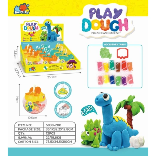 عرض طين اللعب الديناصور (5838-200) - مجموعة Play Dough Puzzle Handemade - لعبة تخزين متعددة الاستخدامات - Jia Pei Le - ماي دولي - Image 2