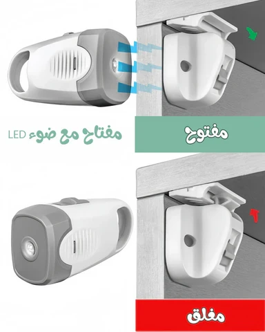 قفل مغناطيسي مخفي بخاصية LED أمان للأطفال للأدراج والخزائن، سهل التركيب بدون أدوات، تصميم غير مرئي - Image 3