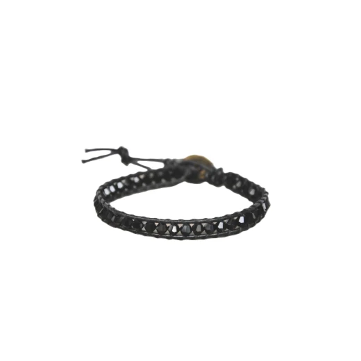 Tuleen Accesorios Women’s Handmade Leather Wrap Bracelet with Black Crystal Beads Tuleen Accesorios Women’s Handmade Leather Wrap Bracelet with Black Crystal Beads