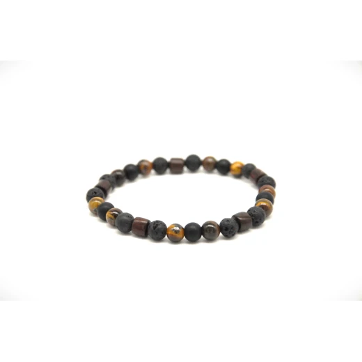 سوار رجالي بحجارة الحمم البركانية، عين النمر وخشب الصندل من اكسسوارات تولين - تولين أكسسوارات - Image 3