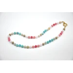 Women´s Handmade Knotted Beaded Necklace with Colorful Stone Beads & Gold Clasp - Tuleen Accesorios