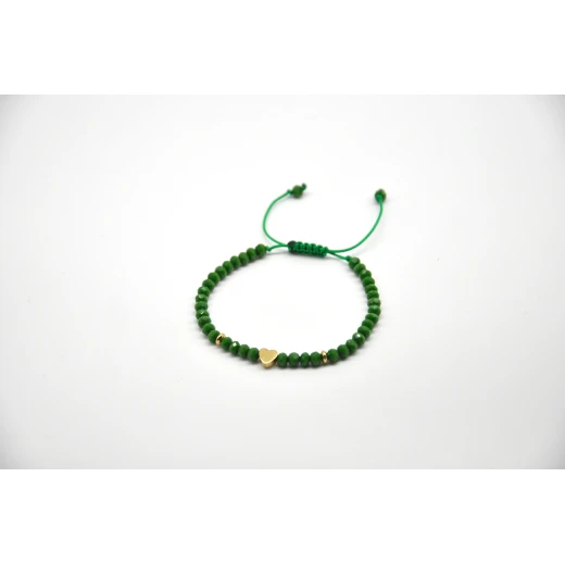 سوار مصنوع يدويا بحبات الكريستال وحلية قلب ذهبي سوار مصنوع يدويا بحبات الكريستال وحلية قلب ذهبي