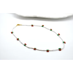 Cherry necklace, fruit choker, handmade beaded necklace, cute summer jewelry, seed bead choker, cherry bead necklace, gifts for her