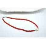 Handmade red Beaded Necklace with Shell, beaded choker, shell necklace, beach jewelry, minimalist necklace, seed bead necklace, boho gift, summer accessories - Tuleen Accesorios