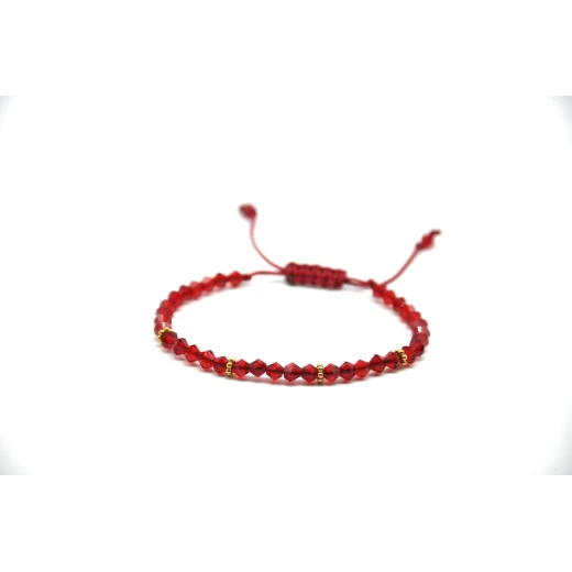 Tuleen Accesorios Handmade Red Crystal Bracelet – Delicate Beaded Design – Adjustable Sliding Knot – Perfect Everyday Jewelry & Gift