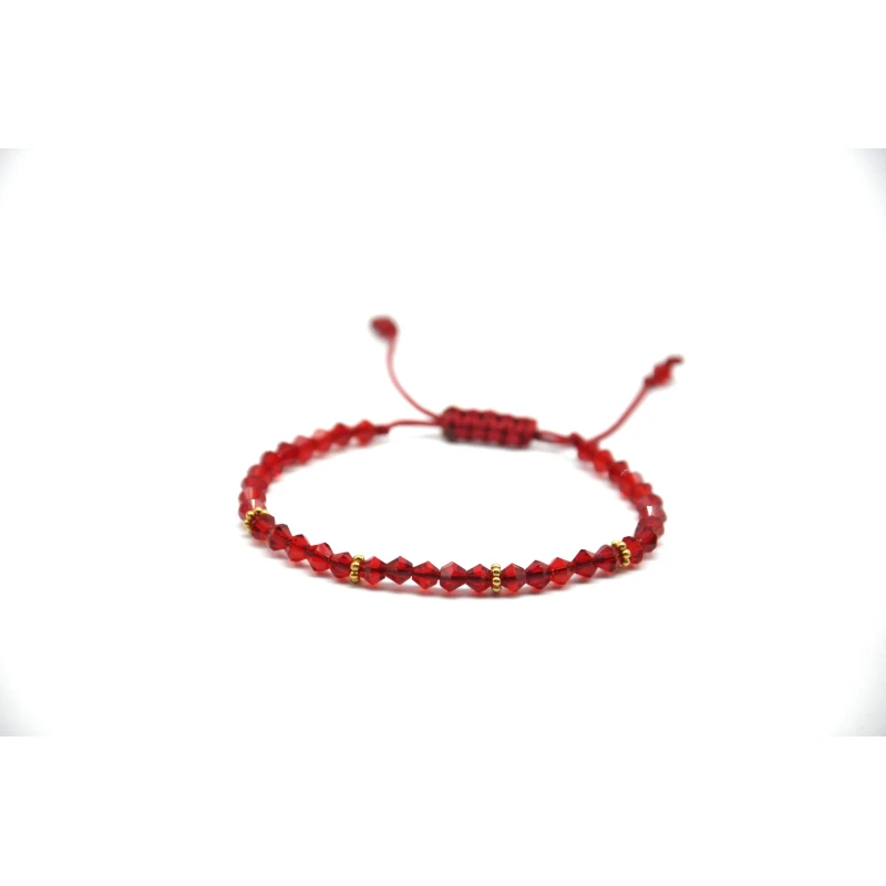 Tuleen Accesorios Handmade Red Crystal Bracelet – Delicate Beaded Design – Adjustable Sliding Knot – Perfect Everyday Jewelry & Gift - Tuleen Accesorios