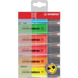 Stabilo BOSS wallet of 6pcs (assorted colors) with hanging device