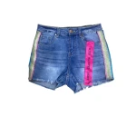 Dollhouse Women's High-Waisted Glitter Detail Denim Shorts – Blue Size 11 - Dollhouse