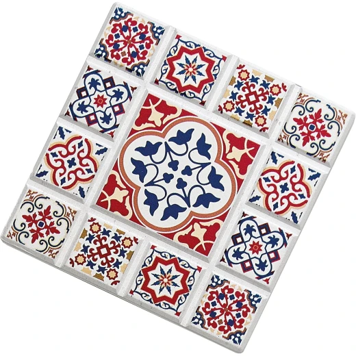 كوستر تصميم زهرة كازابلانكا باللون الأبيض بحجم 20 سم × 20 سم × 1 سم
