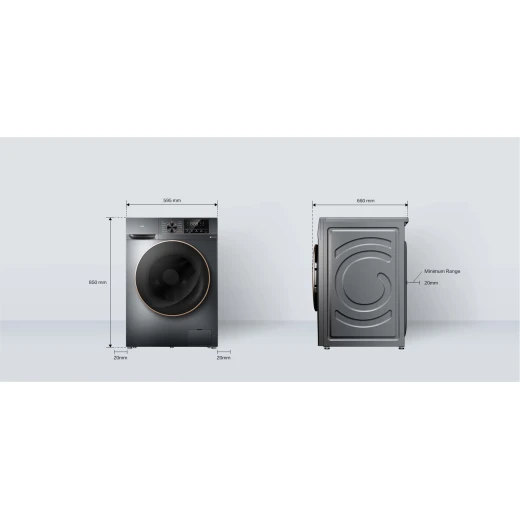 غسالة ومجفف TCL موديل C210 WDG بمحرك DD، لون رمادي، بتقنية العاكس (Inverter) وسرعة دوران 1200 دورة في الدقيقة – ضمان لمدة سنتين - تي سي ال - Image 7