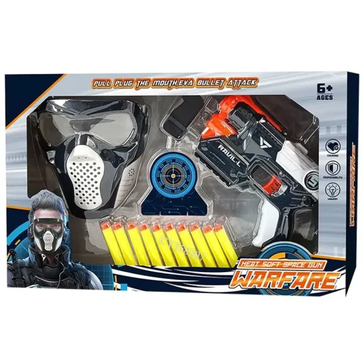 Warfare Heat Soft Space Gun (826-65A) Safe EVA Bullets, Includes Gun, Mask, Dart, and 10 Soft Bullets Fun Toy for Boys Ages 6+ - Rs Toys - Image 2
