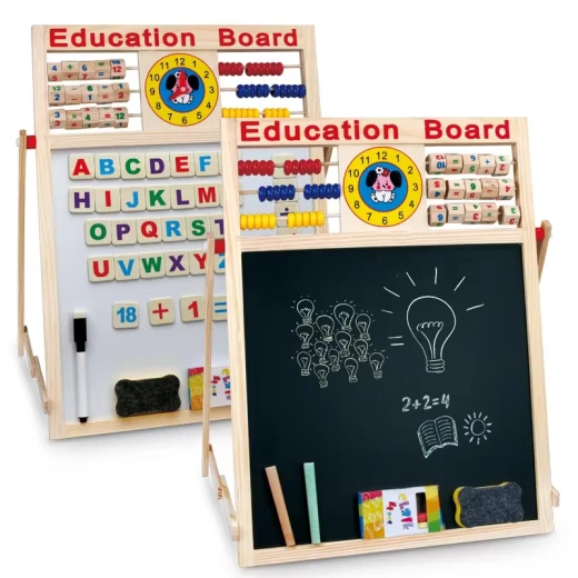 Multi-Purpose Double-Sided Magnetic Wood Board & Chalkboard 44 x 36.5 cm with Alphabets, Numbers, and Symbols Educational Toy for Kids, Includes Beads, Chalk, Pen, and 26 Magnetic Letters Multi-Purpose Double-Sided Magnetic Wood Board & Chalkboard 44 x 36.5 cm with Alphabets, Numbers, and Symbols Educational Toy for Kids, Includes Beads, Chalk, Pen, and 26 Magnetic Letters