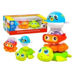 Stack & Spray Ocean Animals for Kids 12+ Months 100% safe, BPA-free Turtle squirt, separable penguin cups, eye-rolling octopus