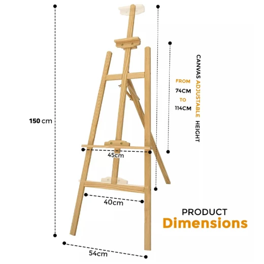 Adjustable Artist Easel Wooden 150 cm Tall Folding Easel for Painting, Sketching and Drawing  (JX-150) - Rs Toys - Image 2