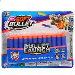 EVA Soft Bullets For Gun Toy 36 Pcs Blue Foam Darts Refill Ammo for Nerf  Blasters 7.2cm