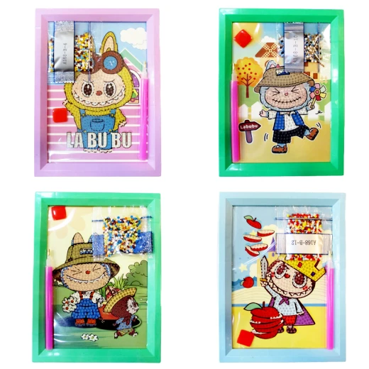 Labubu + Lotso Diamond Painting Pack Of Two Painting Random Designs Size 13.5 x 18 cm - Labubu - Image 5