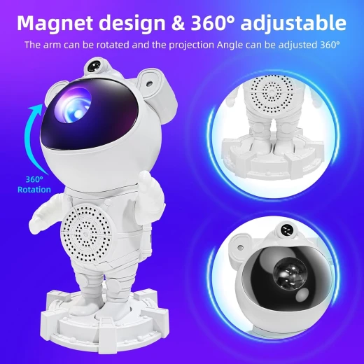 Astronaut Galaxy Projector – Star and Moon Projector with Bluetooth Speaker, Ambient Sound, Galaxy Lights for Bedroom with Timer and Remote, Nebula Night Light 360° Adjustable, Starry Space Ceiling Lamp. - Rs Toys - Image 9