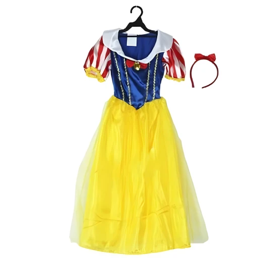 Costume Carnival Halloween Princess Snow White and the Seven Dwarfs – Yellow Colour – Girls (Ages 5–7) - Rs Toys - Image 3